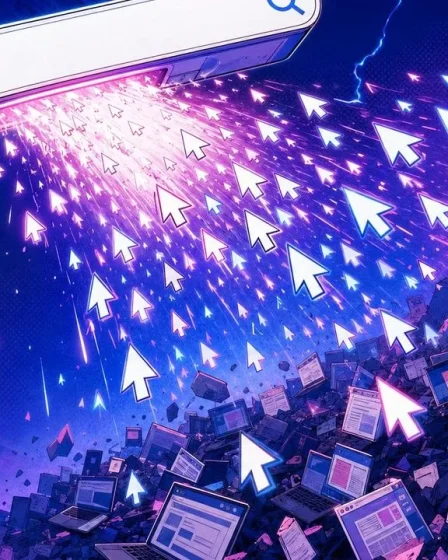 AI Search de Google déversant un flot de clics lumineux vers de petits sites web