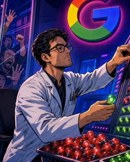 Search Console errors shown as red bulbs swapped for green ones while panicked site owners watch