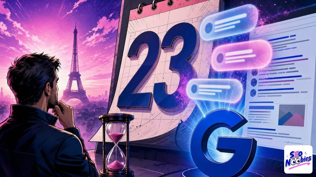AI Overviews France calendar September 23 2026 displayed on screen with Google logo and map of France