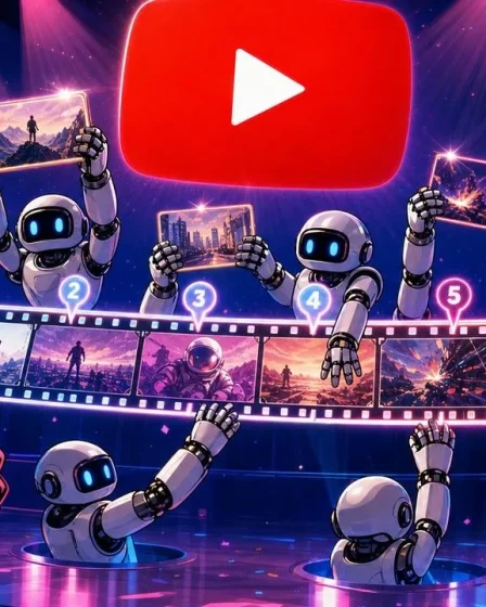 vidéo YouTube : des mains d'IA extraient des instants d'une longue pellicule à chapitres numérotés
