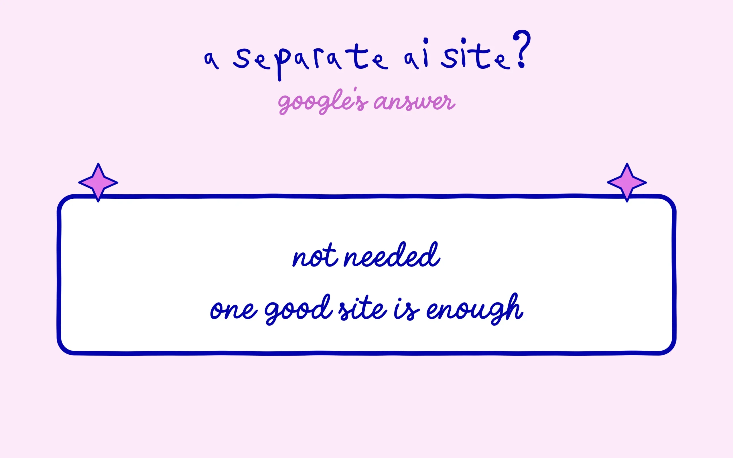 A separate AI site is not needed, per Google