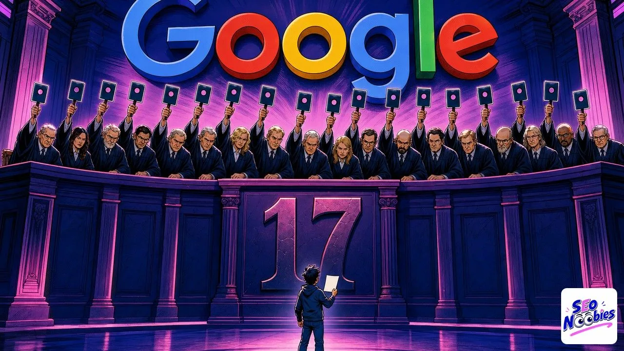 Google algorithms pictured as a panel of systems all voting at once on a single page