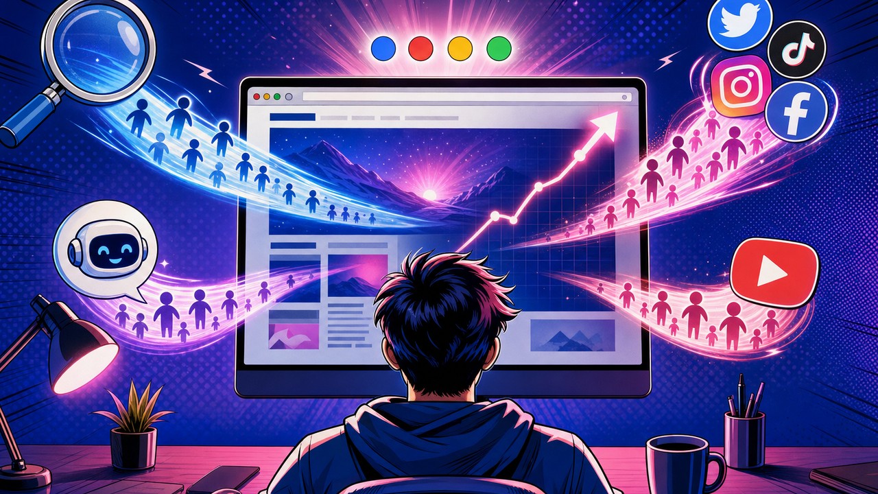 Augmenter le trafic de son site : un débutant voit les visiteurs affluer depuis Google, l'ia et les réseaux