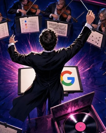 Query fan-out pictured as a Google conductor launching ten different scores at once