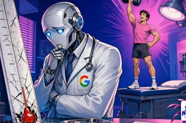 Rapport Generative AI figuré par un thermomètre fissuré face à un patient en pleine forme