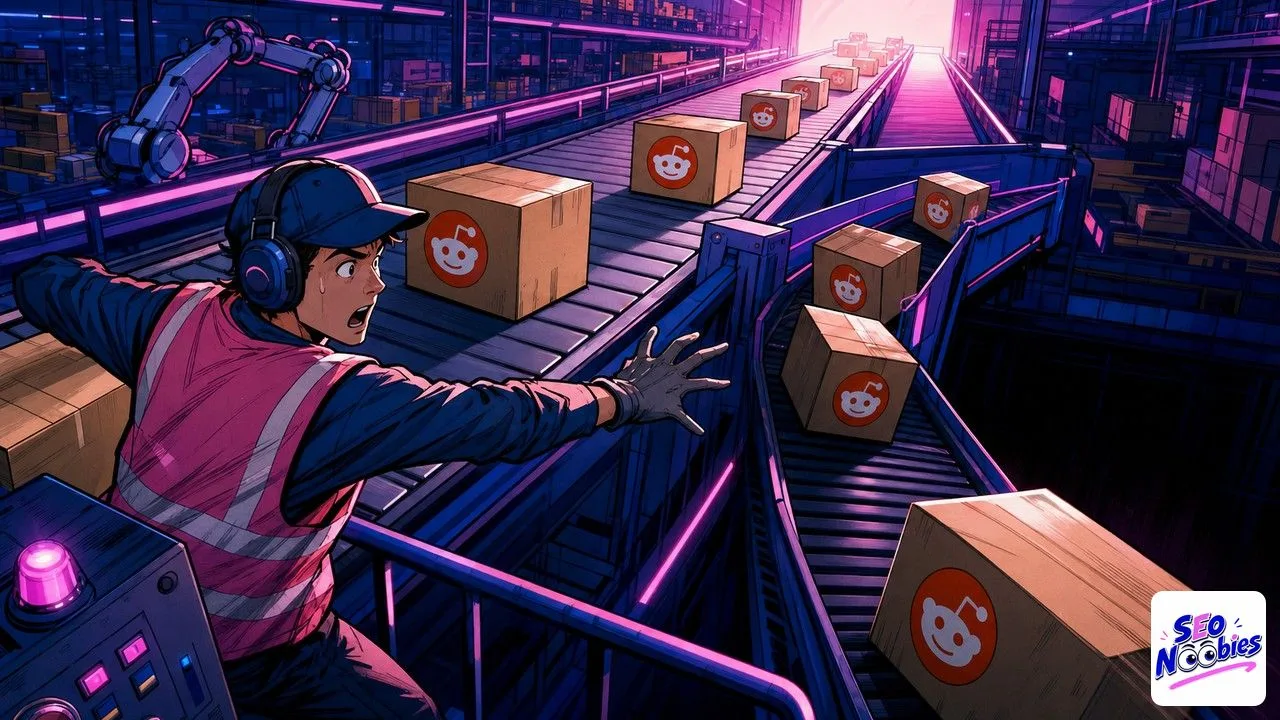Reddit citations diverted off a sorting belt by a switch into a dark side lane