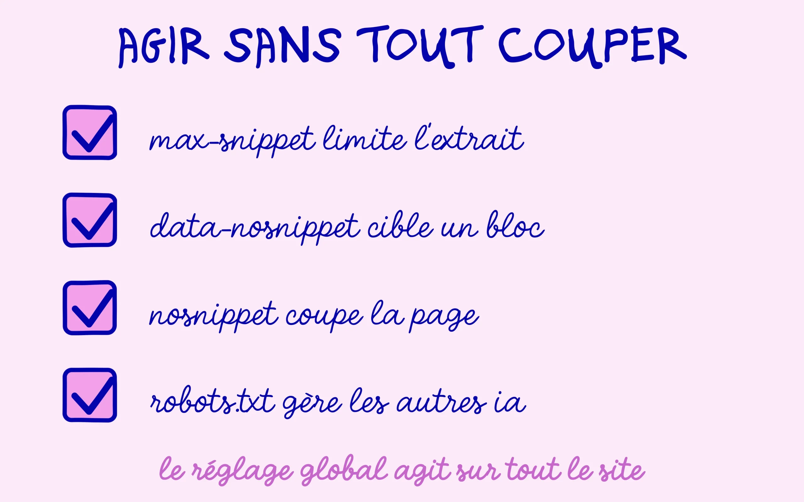 Les leviers page par page plus fins que l'interrupteur général de la Search Console