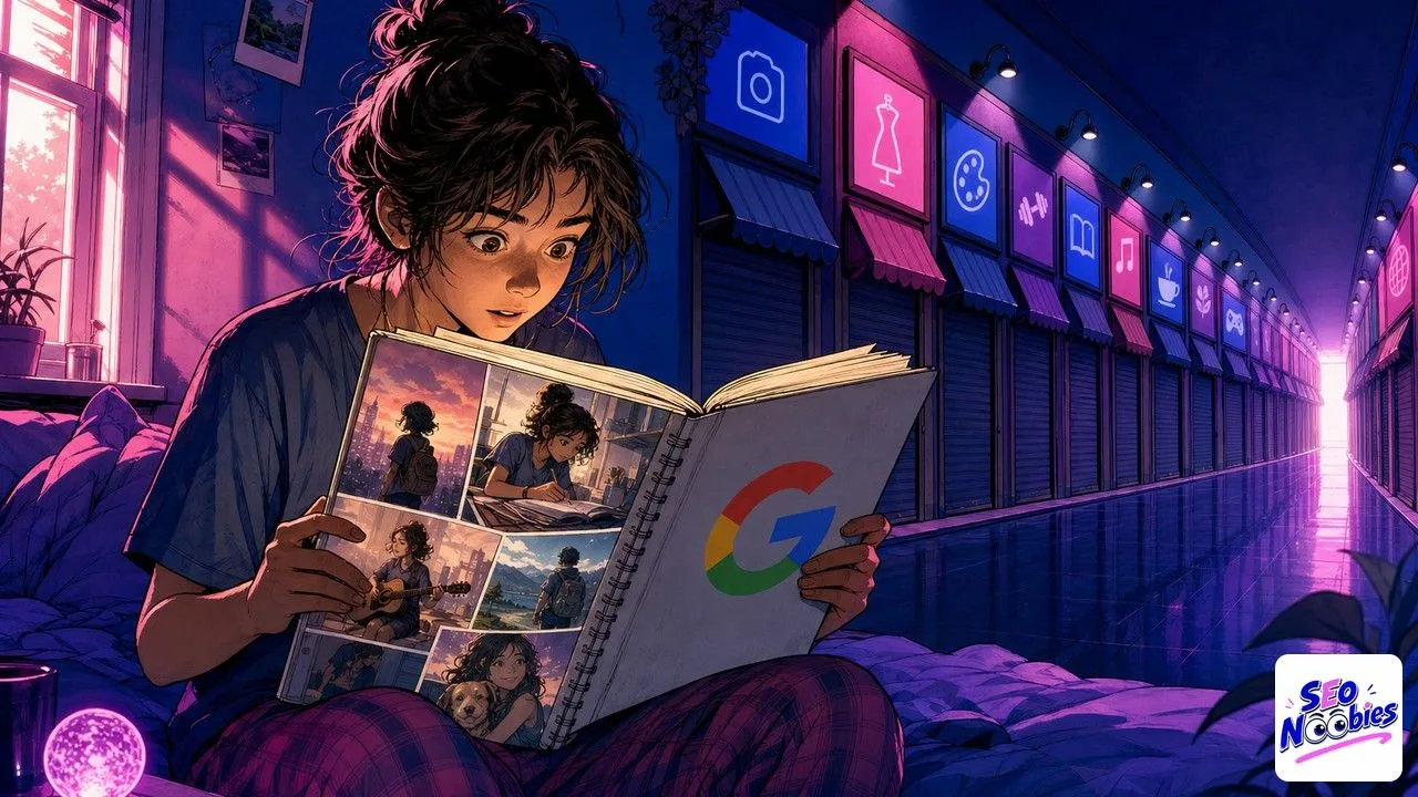Dreambeans as a closed book of stories before a shut website door