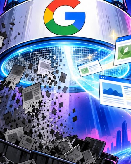 Google's spam update: low-quality pages filtered out by a screen bearing Google's colors