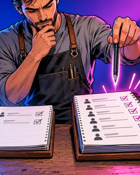 GEO requests pictured as a craftsman weighing two order books filling at different speeds