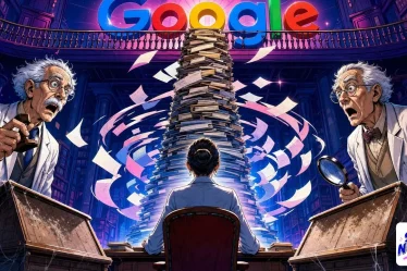 AI search pictured as two hiring panels replaced by one methodical reader