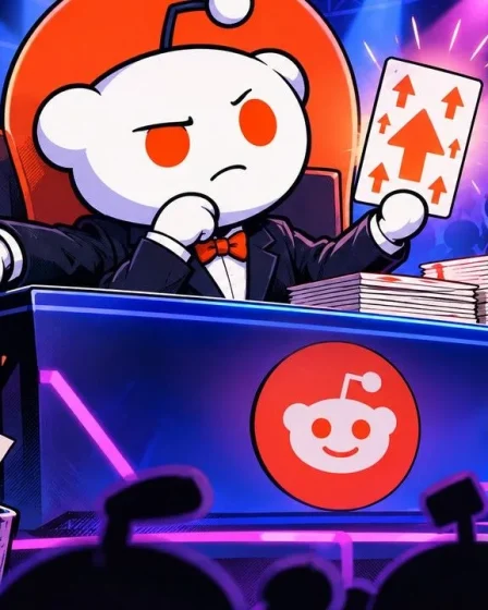 Reddit Answers shown as the Reddit mascot judging cards, keeping a highly upvoted one and dropping personal stories