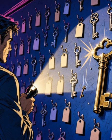 Un mur de clés éclairé à la lampe torche, image des mots de passe d'application WordPress