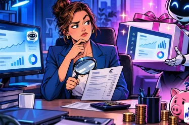 Outil GEO en question : une dirigeante compare son logiciel SEO et une nouvelle boîte tendue par un robot vendeur