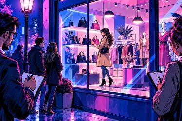 Search Console or Analytics pictured as two observers taking notes outside and inside a shop