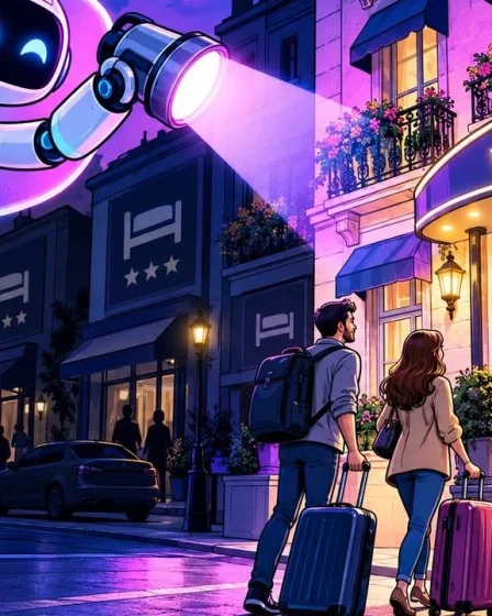 Hôtel dans ChatGPT mis en lumière par un assistant d'IA qui braque un projecteur sur un petit hôtel indépendant