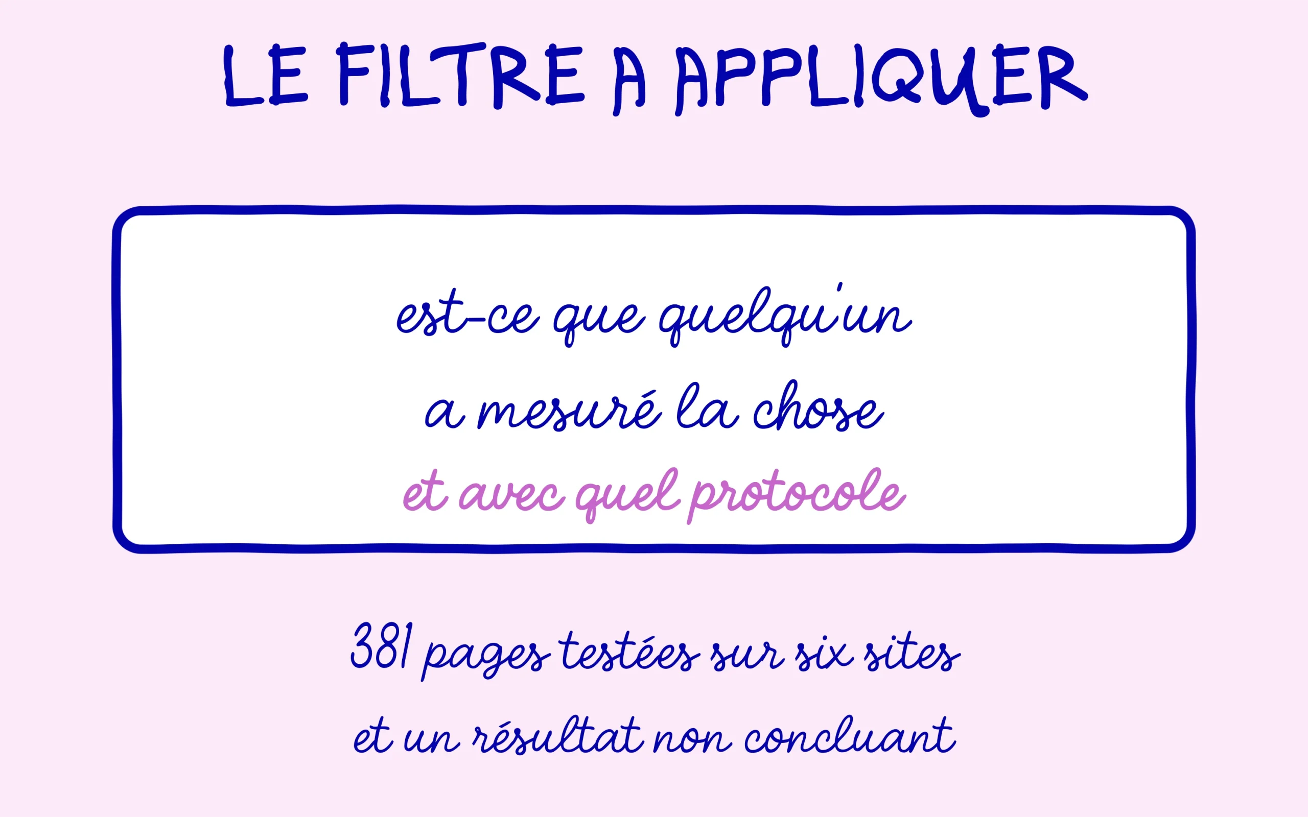 Le filtre à appliquer devant une nouveauté GEO, a-t-on mesuré et avec quel protocole