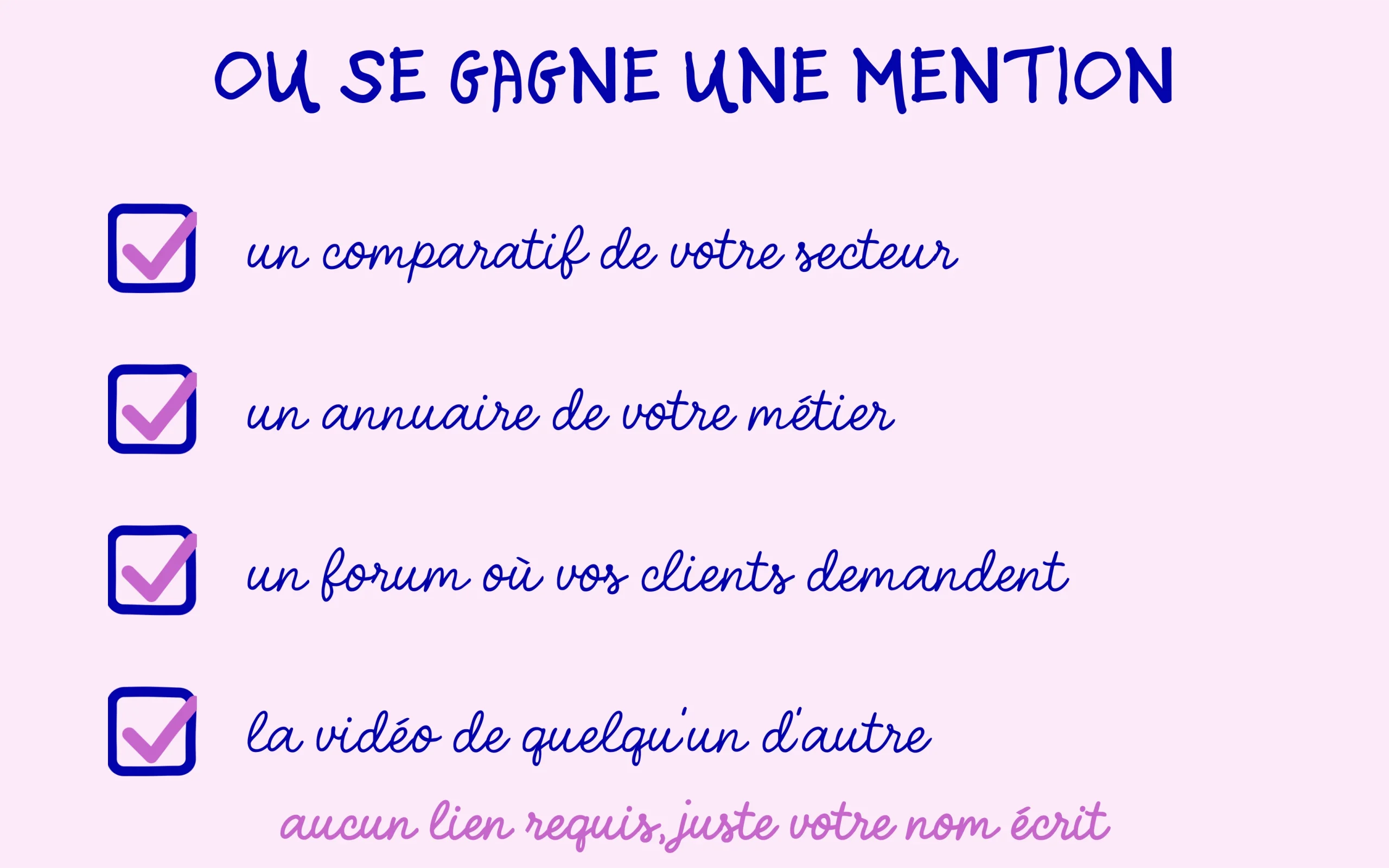 Quatre endroits où gagner une mention : comparatif, annuaire, forum, vidéo