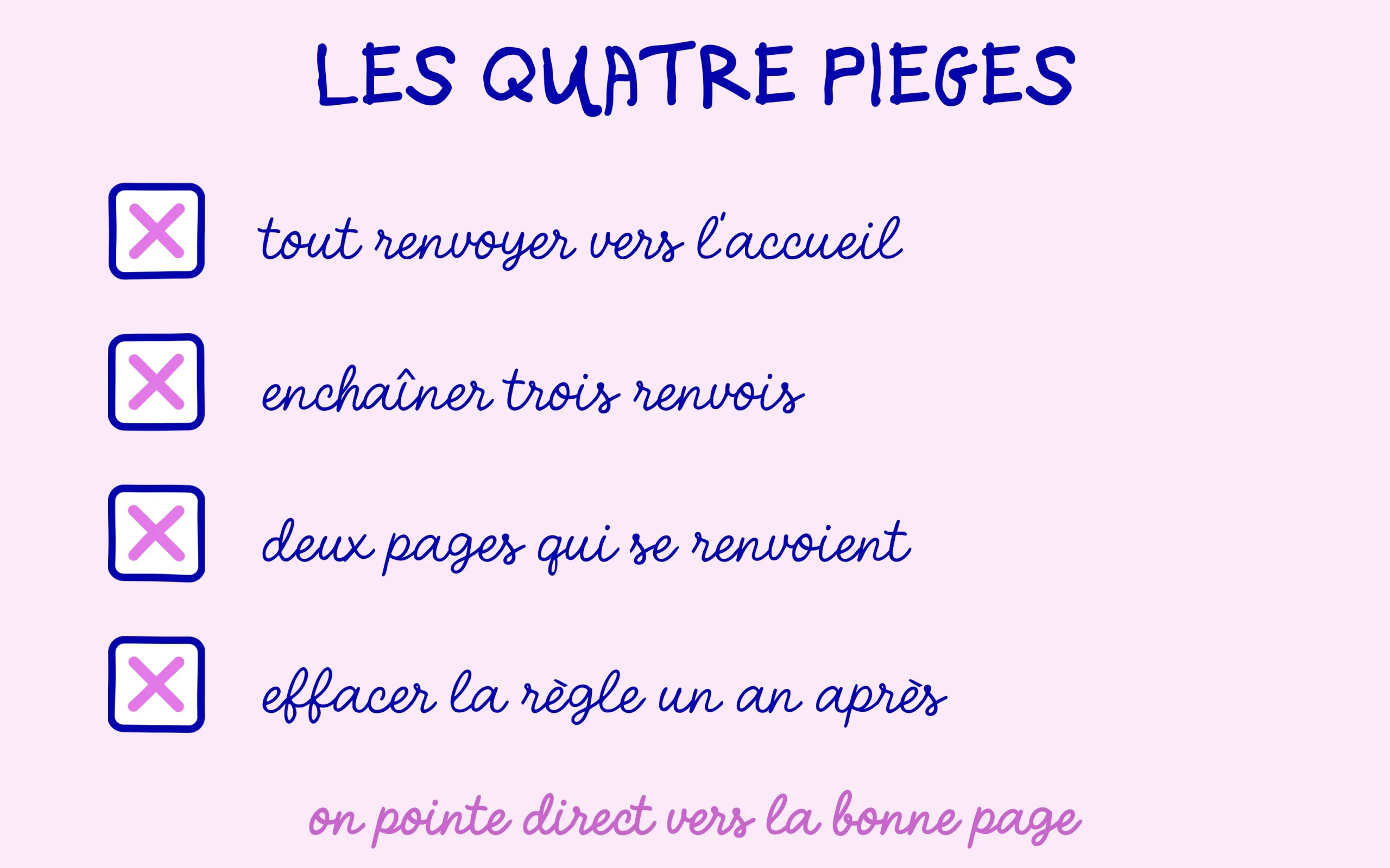 Les quatre pièges classiques d'une redirection 301 mal posée