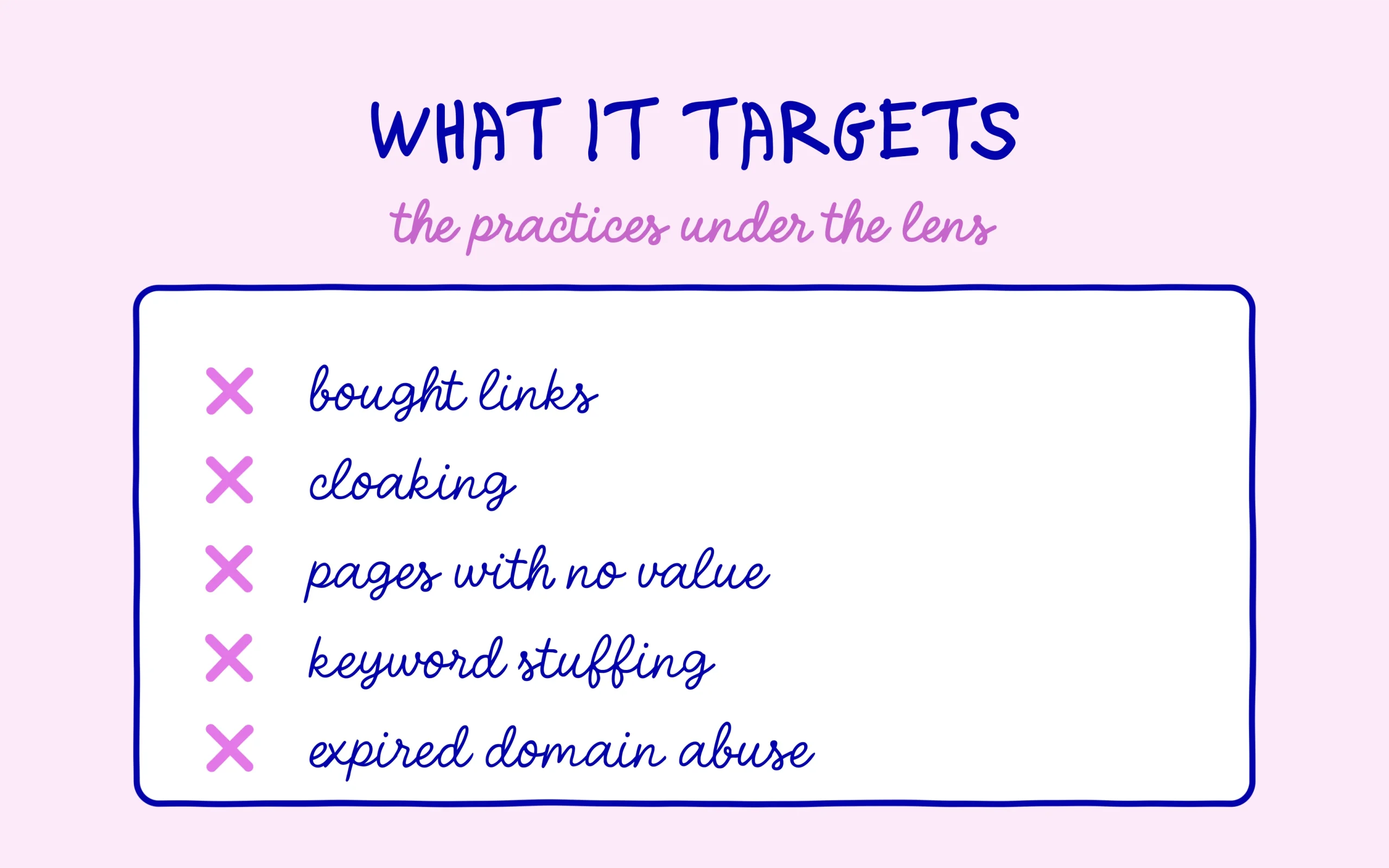 spam update: the five practices targeted by Google's spam policies