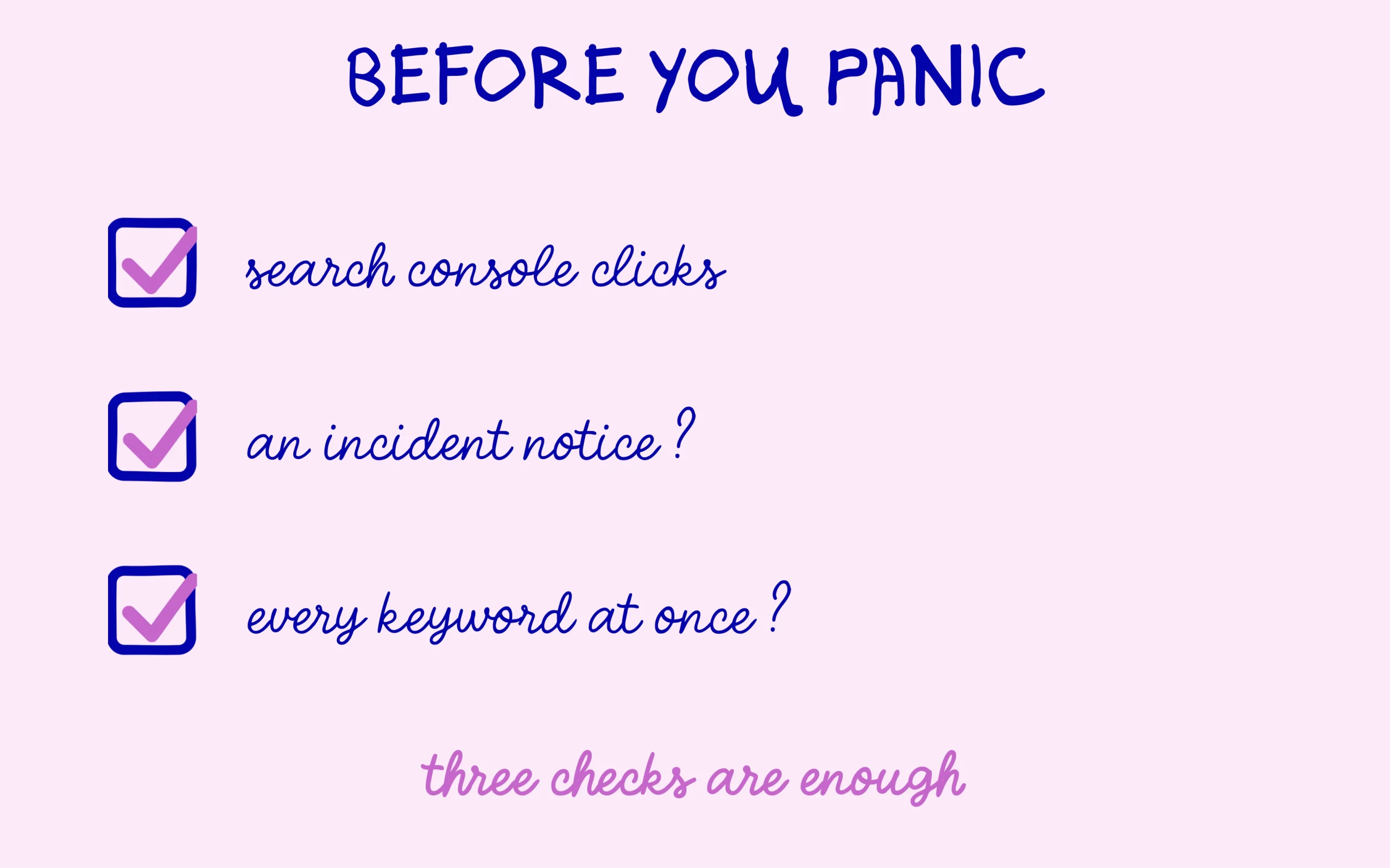 Before you panic: Search Console clicks, an incident notice from the tool, every keyword moving at once