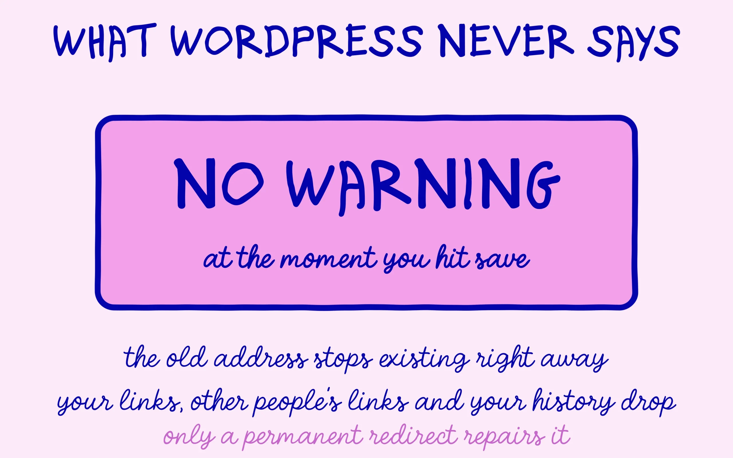 No warning when you hit save: the old address stops existing right away