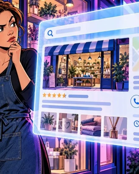 recherche de marque : une commerçante découvre le résumé IA de Google posé devant sa boutique