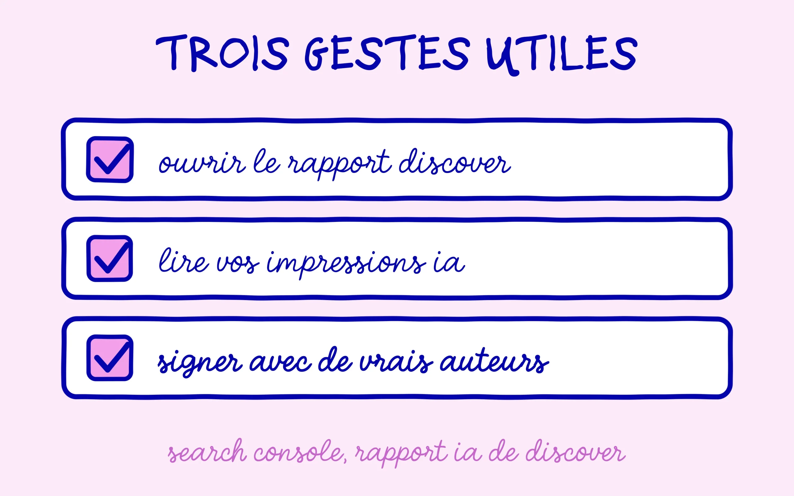 Google Discover : ouvrir le rapport Discover, lire vos impressions IA, signer avec de vrais auteurs